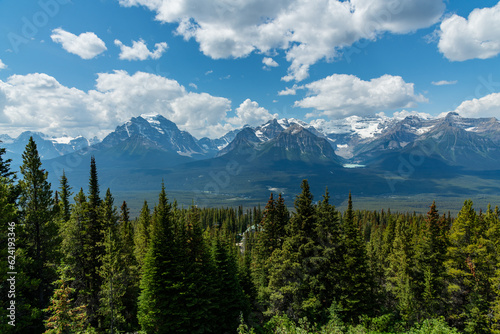 Incredible summer time mountain views in Banff National Park with vast landscape surrounding the national park area. Snow capped mountains near Lake Louise. © Scalia Media