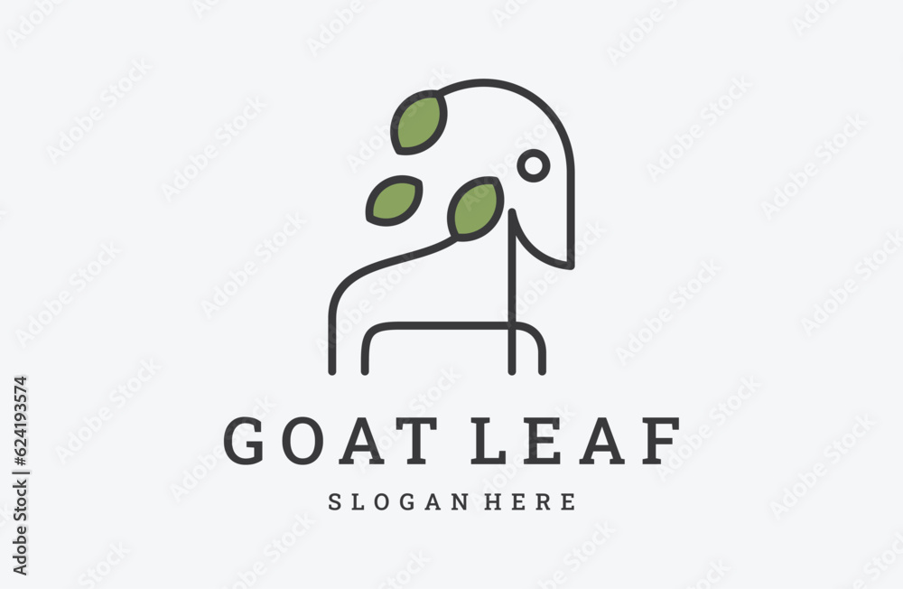 goat with leaf logo simple flat icon on white background goat with leaf logo simple flat icon on white background