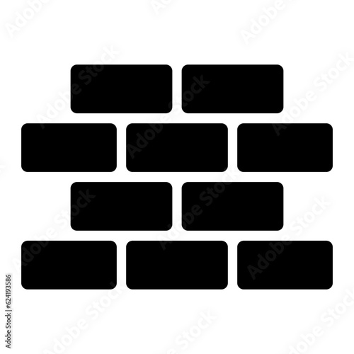 Black simple building up brick wall icon, simple structure pattern flat design infographic pictogram for app logo web button ui ux interface elements, vector isolated on white background
