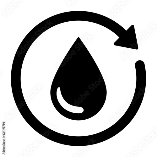 Obraz na plátně Single black round liquid recycle icon, simple planet bio protection circle flat