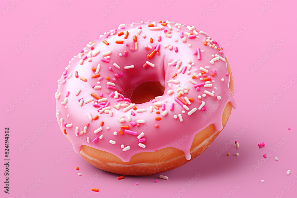donut with pink sprinkles donut with pink sprinkles