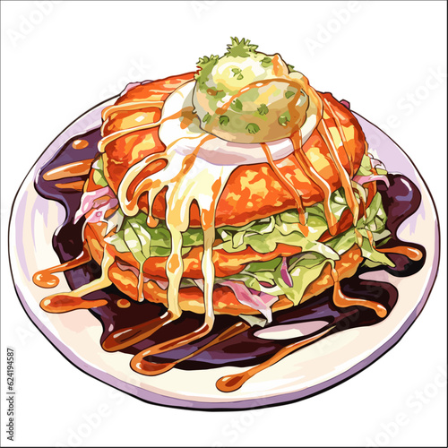 Pancake on plate illustration vector 
