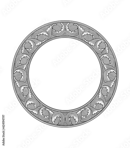 vector illustration of antique engraving frame monochrome style

