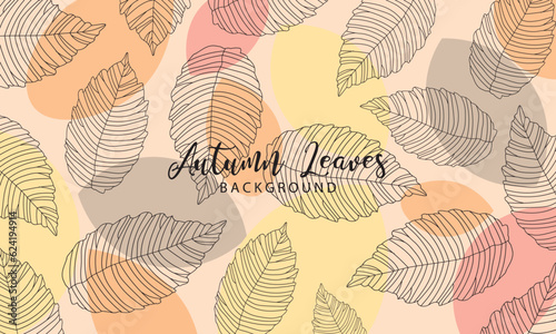 Vector leaves seamless pattern, hand drawn autumn background. Hand drawn tree leaves seamless pattern background. Autumn season concept.