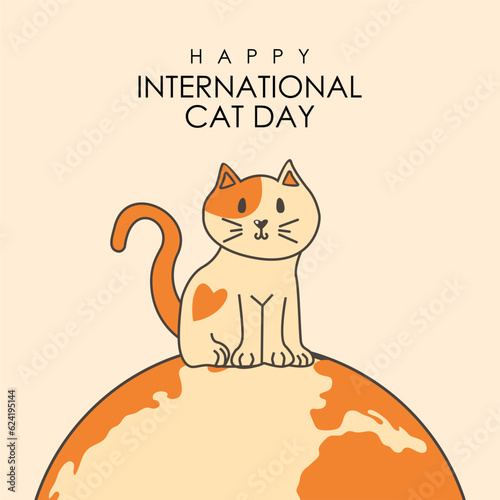 vector happy international cat day poster template