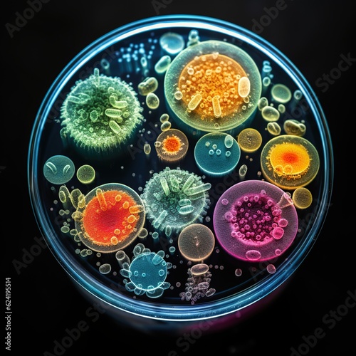 Bacteria, virus under microscope