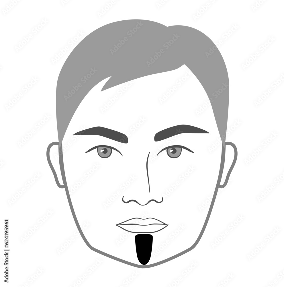 Chin Strip Beard style men in face illustration Facial hair. Vector grey black portrait male Fashion template flat barber collection set. Stylish hairstyle isolated outline on white background. Chin Strip Beard style men in face illustration Facial hair. Vector grey black portrait male Fashion template flat barber collection set. Stylish hairstyle isolated outline on white background.