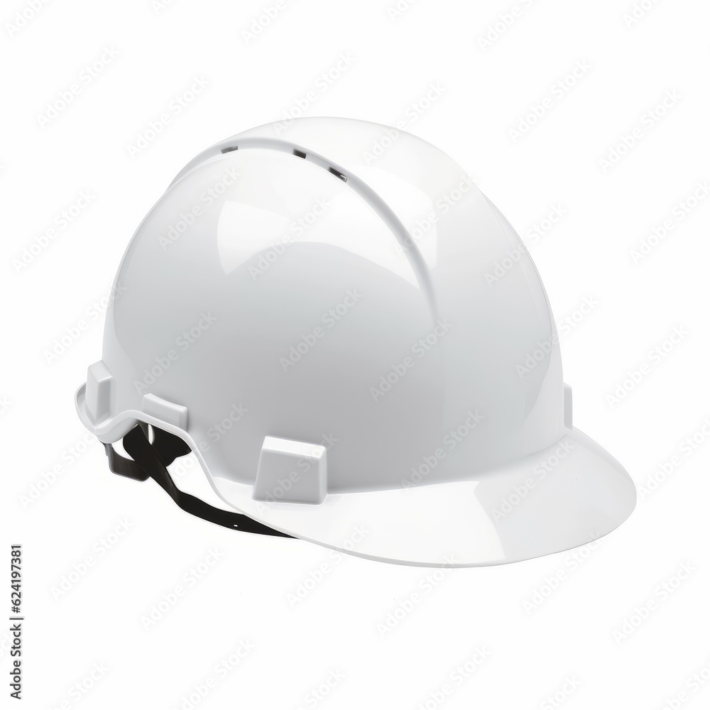 a white high impact safety hard hat on a white background, generative ai a white high impact safety hard hat on a white background, generative ai