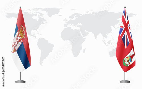 Serbia and Bermuda flags for official meeting
