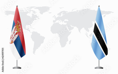 Serbia and Botswana flags for official meeting