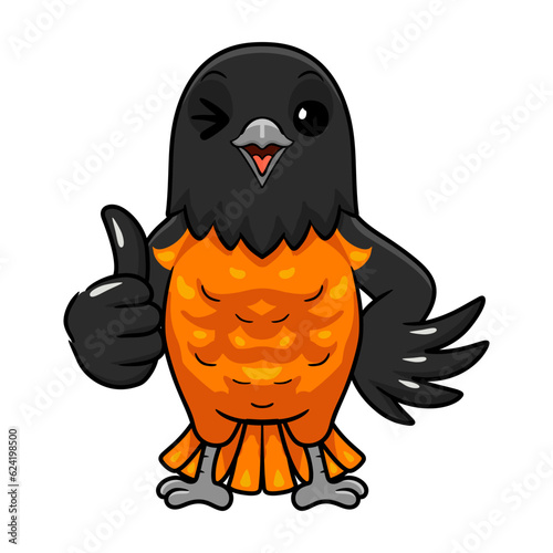 Cute baltimore oriole bird cartoon giving thumb up