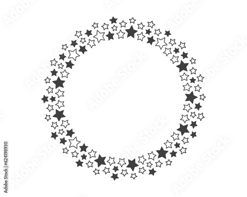 Start decoration frame in vector. Stars abstract round border.