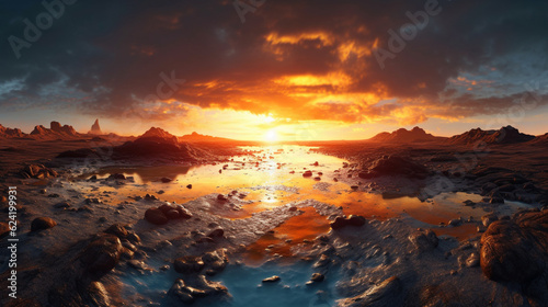 sunset in the mountains HD 8K wallpaper Stock Photographic Image 