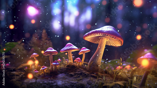 mushrooms in the forest HD 8K wallpaper Stock Photographic Image