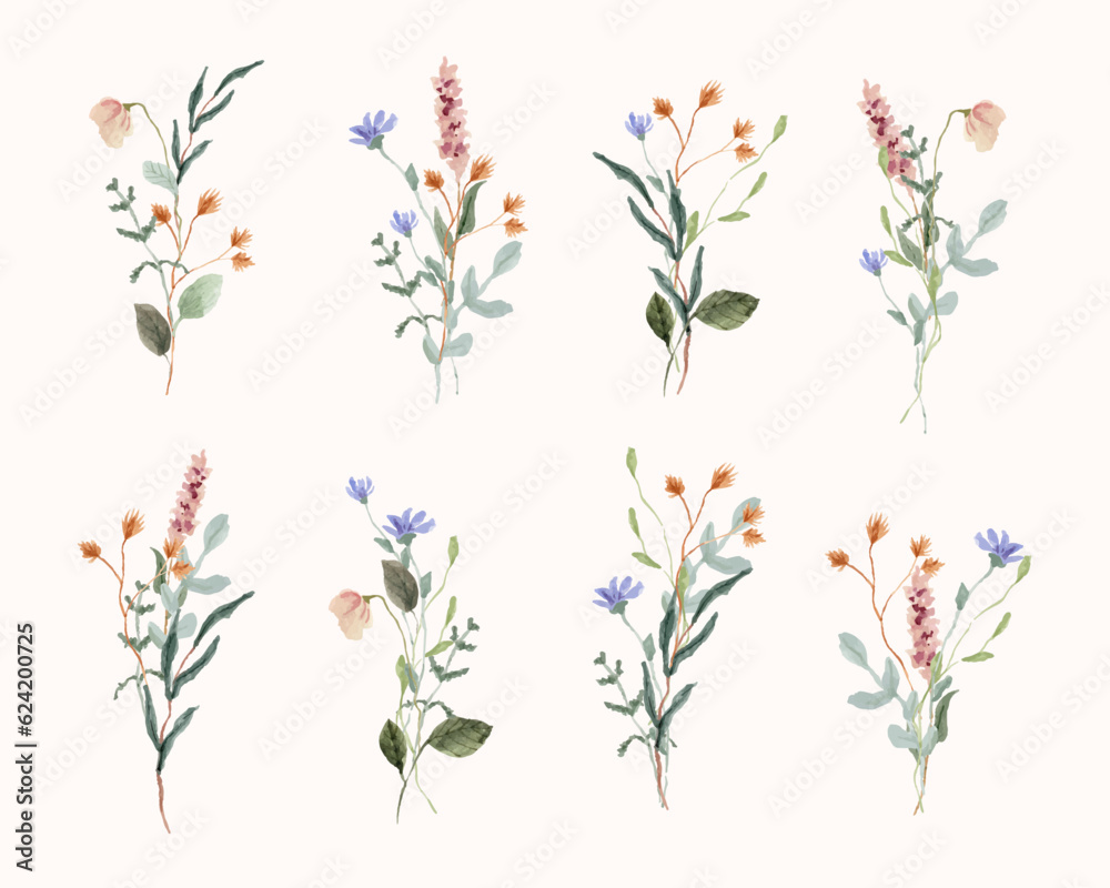 wildflower watercolor bouquet collection