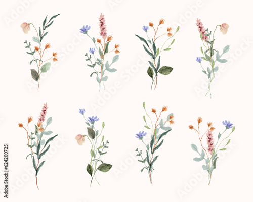 Obraz na płótnie wildflower watercolor bouquet collection