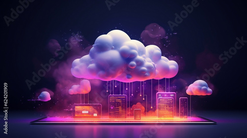 IaaS, Infrastructure as a Service, Cloud Computing AD. 3D, High Quality Resolution, simple, subtle, vector, icon, background, e-learning, advertisement, banner.	 photo