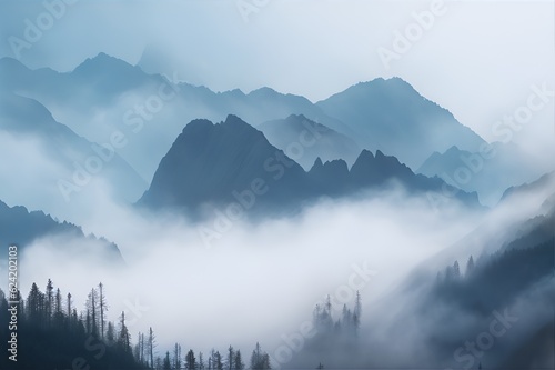 Mountains and clouds background