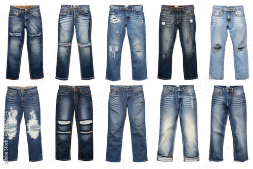 Collection of Jeans. isolated object, transparent background