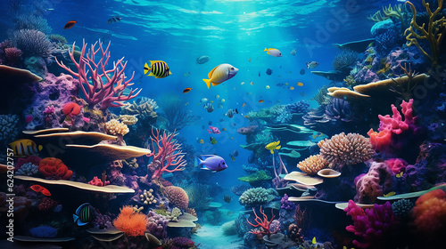 underwater coral reef and fishes, hd wallpaper background, 8k, 4k