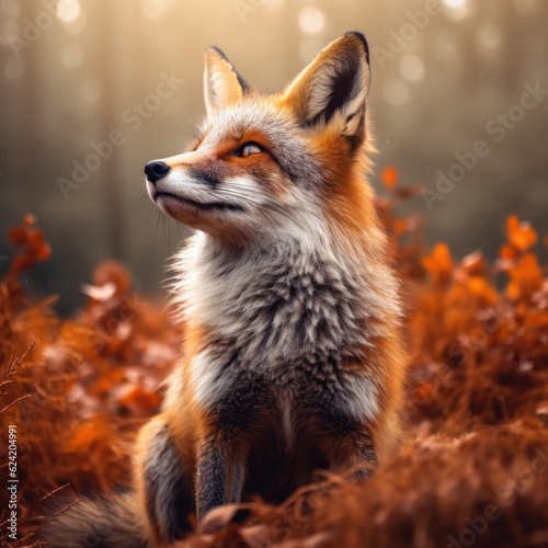 Cute beautiful Fox, Wildlife Photography, Generative AI photo