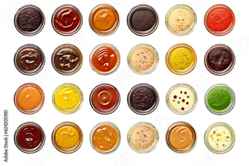 Collection of Sauces and Condiments. isolated object, transparent background photo