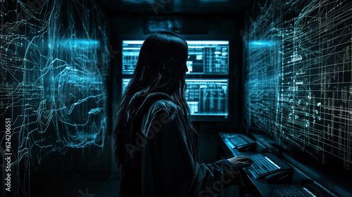 Hacker typing computer. Concept of cybercrime. Cyberattack. Dark web. ai generated © cwiela_CH