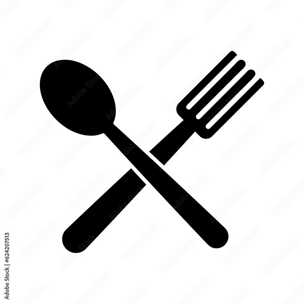 Spoon and fork Icon templates flat symbol on white background..eps