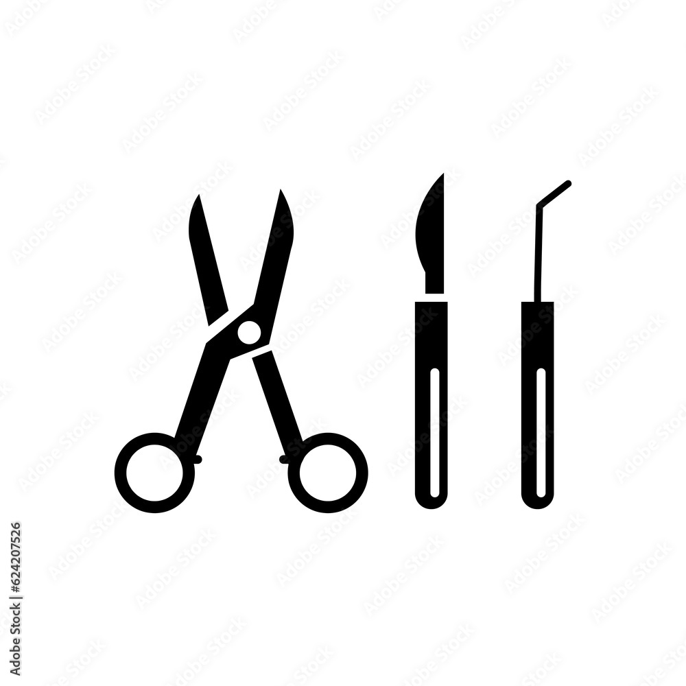 Surgical instruments vector flat illustration on white background..eps Surgical instruments vector flat illustration on white background..eps