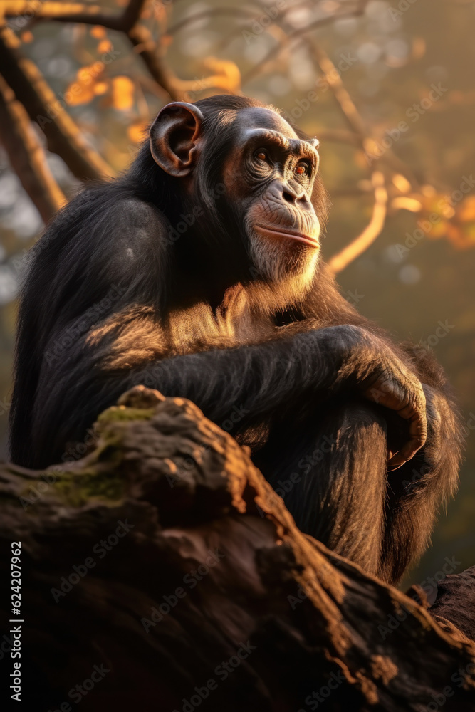 Cute Beautiful Chimps, Wildlife Photography, Generative AI