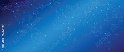 Finance illustration in digital world connection data digits, finance, stock, trading, investment, dark blue background, vector