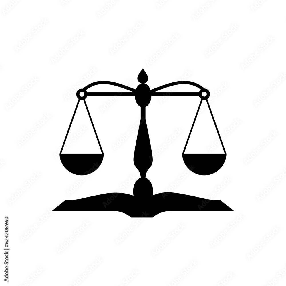 Law icon. Law firm logo design. Justice balance scale. Attorney, legal, judicial council, Law court logo and icon design vector, black and white. Law icon. Law firm logo design. Justice balance scale. Attorney, legal, judicial council, Law court logo and icon design vector, black and white.