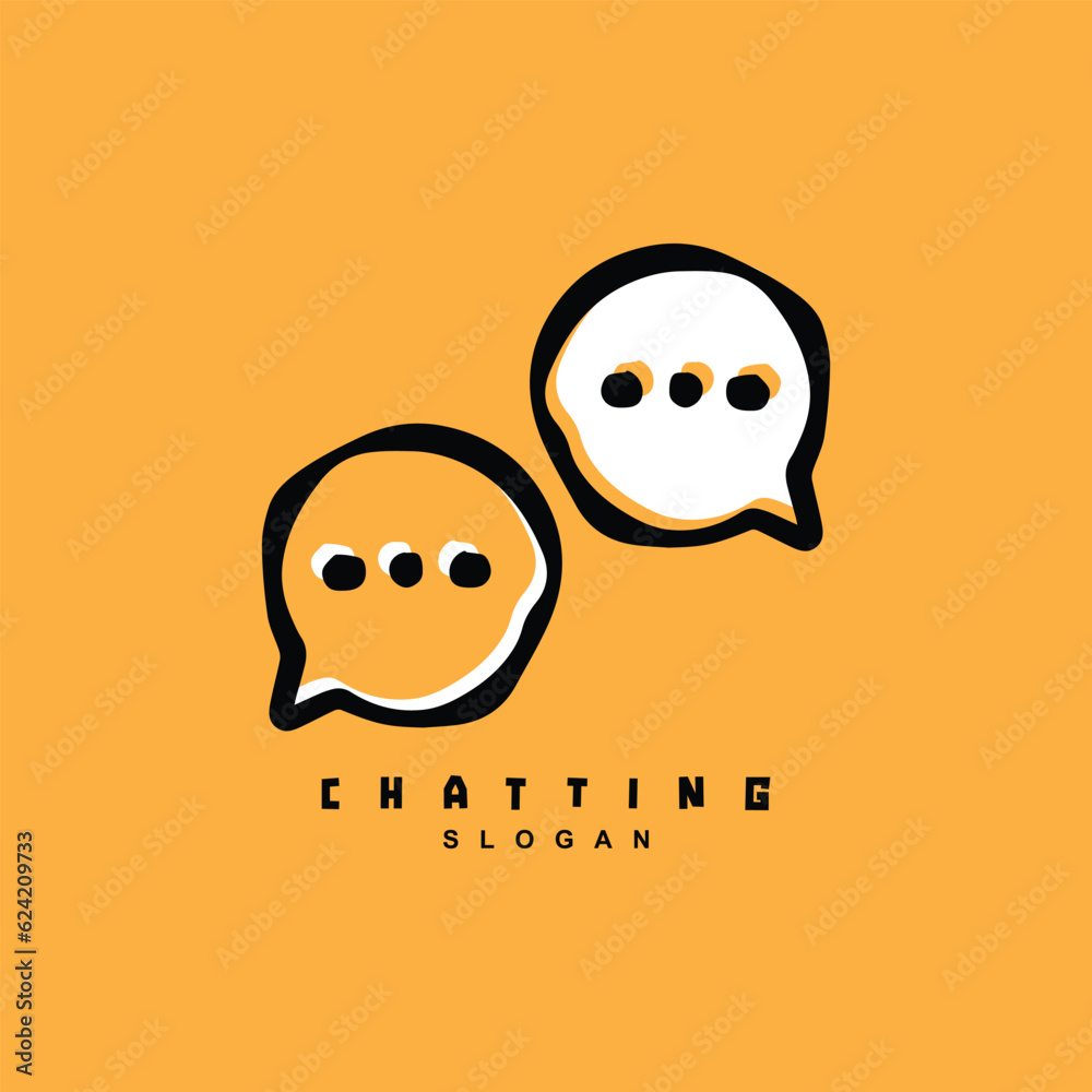 Simple minimal chatting date app logo design isolated on yellow background