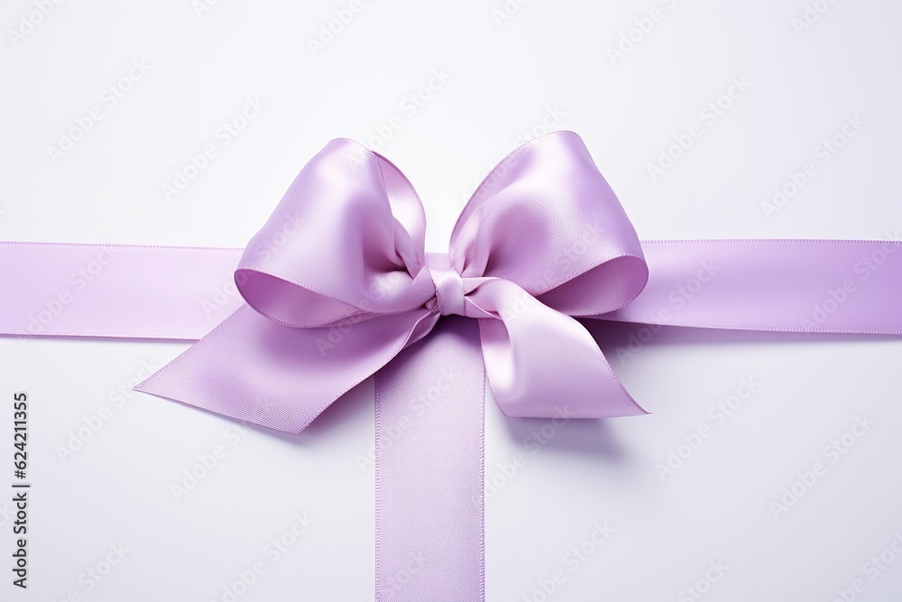 a cute pink ribbon bow isolated on white and purple background. for a gift present. Generative AI a cute pink ribbon bow isolated on white and purple background. for a gift present. Generative AI