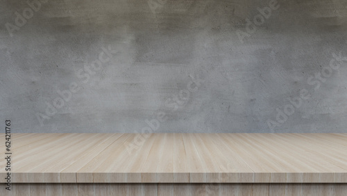 Fototapeta Naklejka Na Ścianę i Meble -  Podium background with desk and wall for product display, 3d rendering