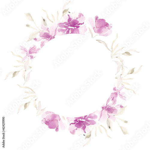 Purple Splash Watercolor Flower Wreath