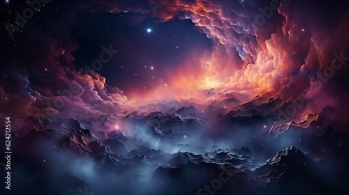 galaxy and nebula photo with purple and pink color tone, hyper realistic Made by AI generated