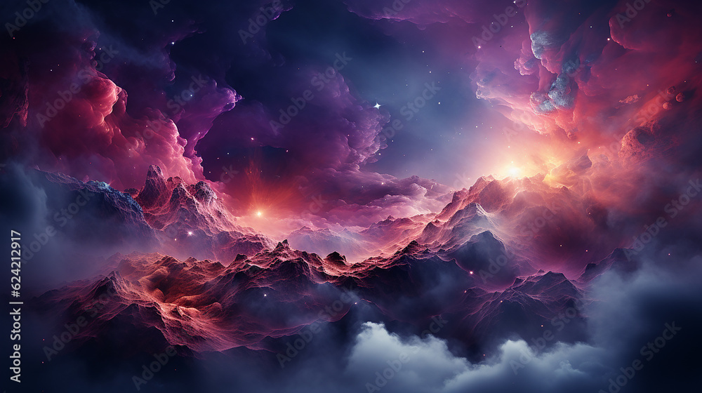 Fototapeta premium galaxy and nebula photo with purple and pink color tone, hyper realistic Made by AI generated