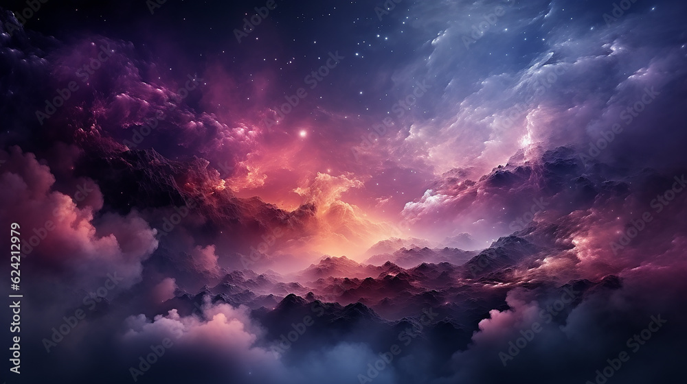 Fototapeta premium galaxy and nebula photo with purple and pink color tone, hyper realistic Made by AI generated
