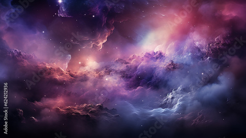 galaxy and nebula photo with purple and pink color tone, hyper realistic Made by AI generated