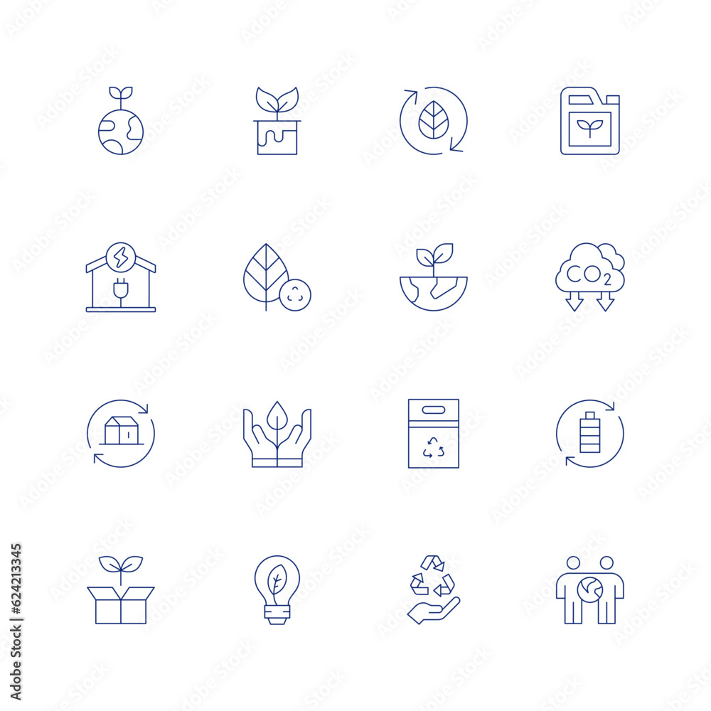 Ecology line icon set on transparent background with editable stroke ...