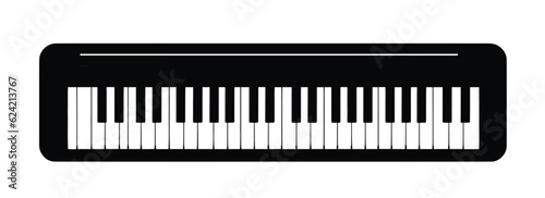 piano keyboard, synthesizer, vector illustration isolated on white background