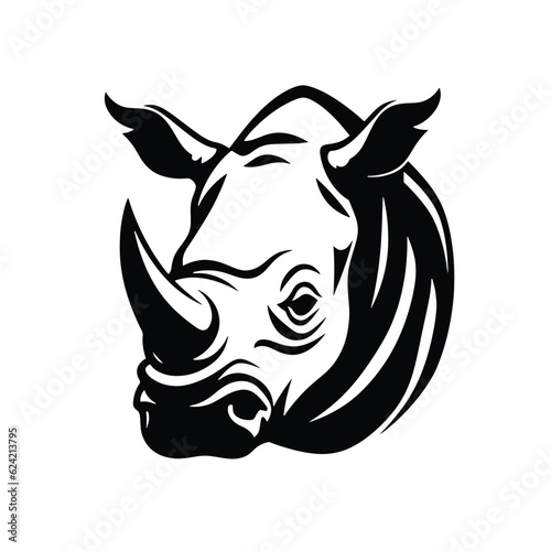 rhino face logo, horn, illustration vector isolated on white background