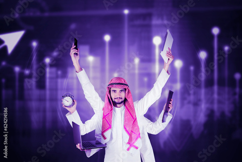 Arabian Businessman with many hands