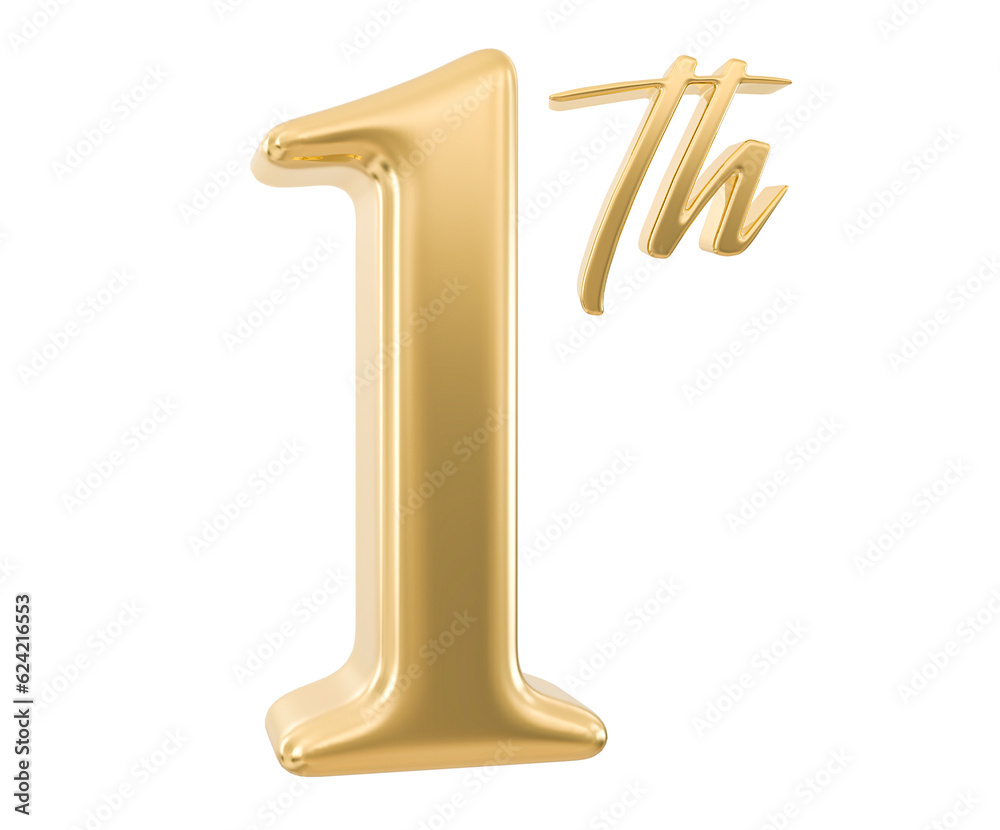 1th Anniversary Number 3d Gold