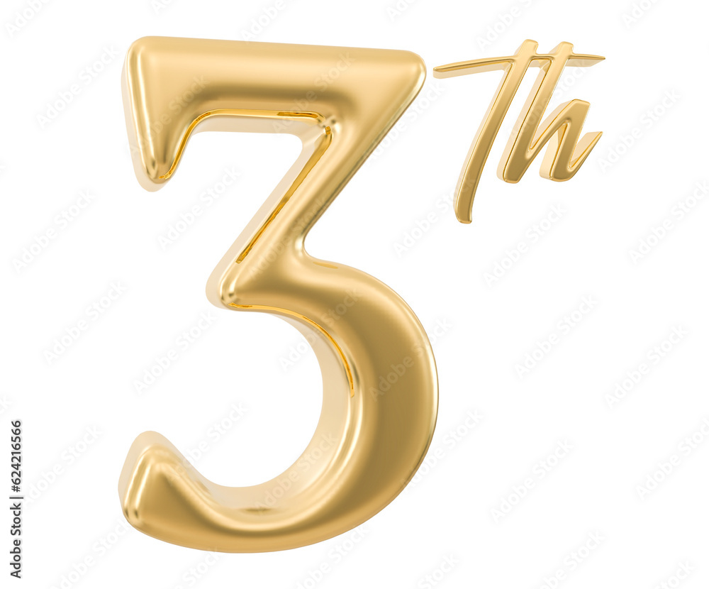 3th Anniversary Number 3d Gold 3th Anniversary Number 3d Gold