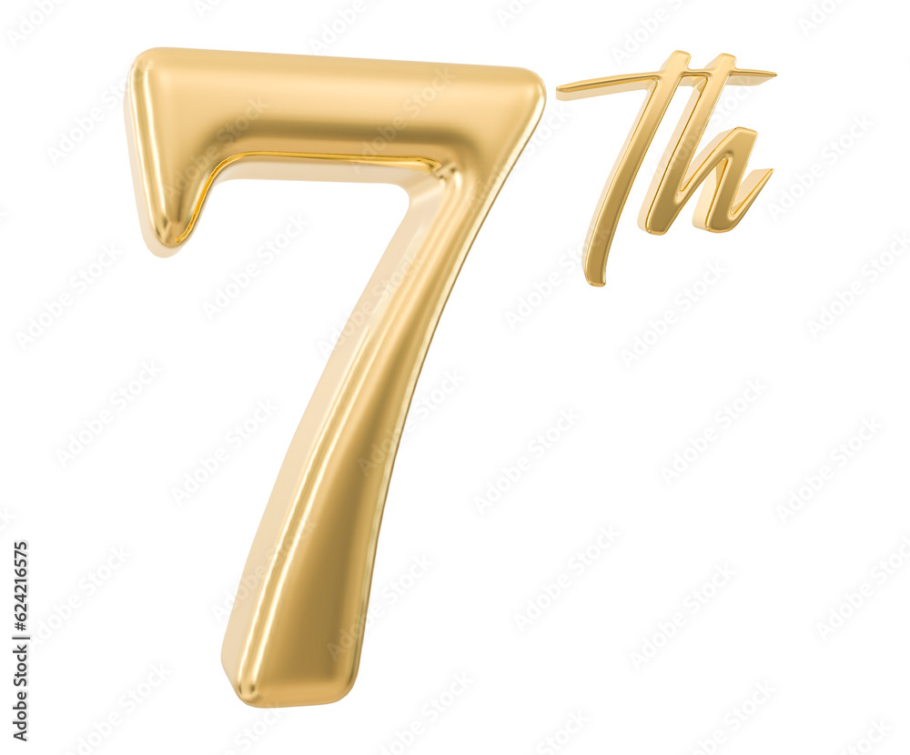 7th Anniversary Number 3d Gold 7th Anniversary Number 3d Gold