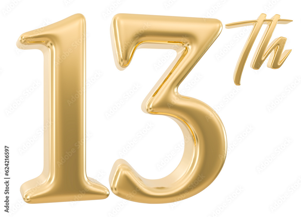 13th Anniversary Number 3d Gold 13th Anniversary Number 3d Gold