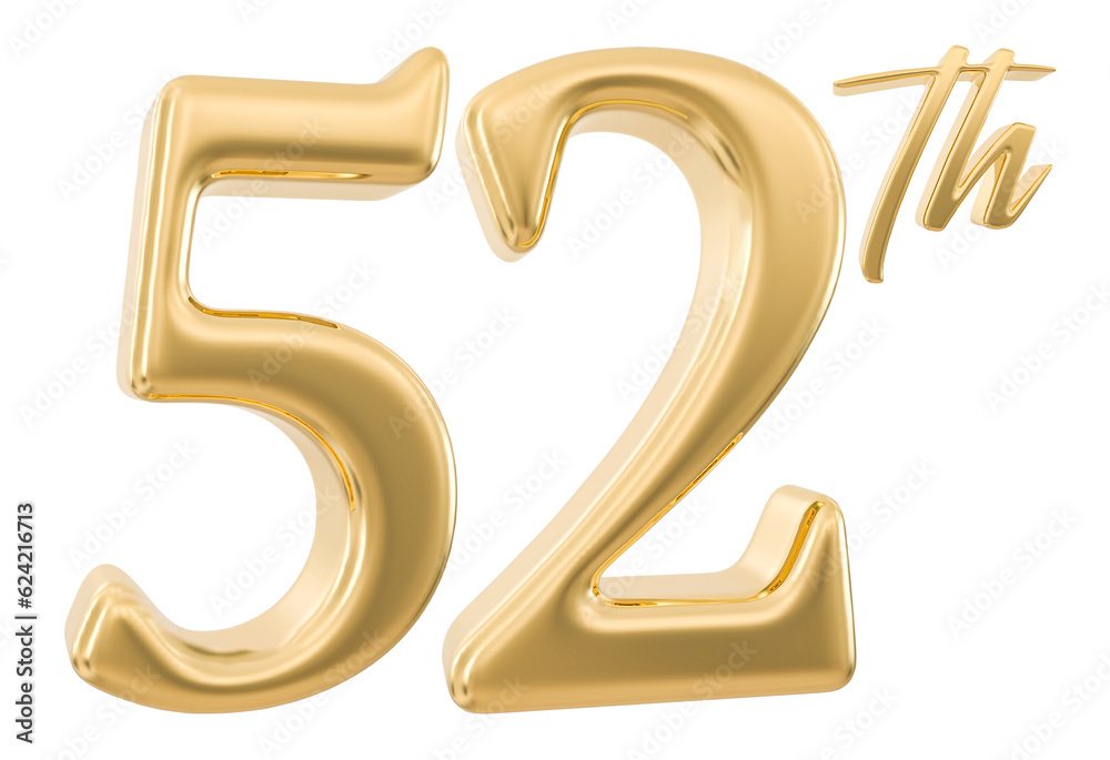 52th Anniversary Number 3d Gold 52th Anniversary Number 3d Gold
