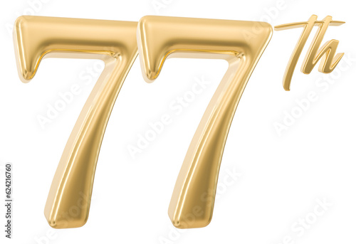 77th Anniversary Number 3d Gold